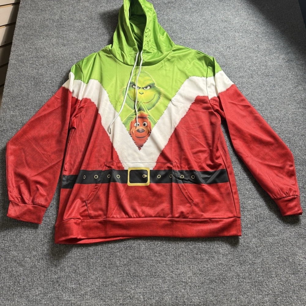 Christmas Grinch Hoodie Pullover Sweatshirt Santa Suit Max Dog Holiday Size XL
